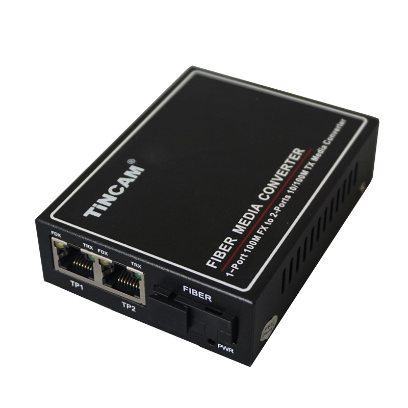 Popular  10/100M single mode single fiber 1  optical port+2 RJ45 ports fiber switch（External）