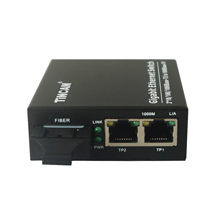 10/100/1000M single mode dual fiber 1 fiber port & 2 RJ45 ports fiber switch（Mini）