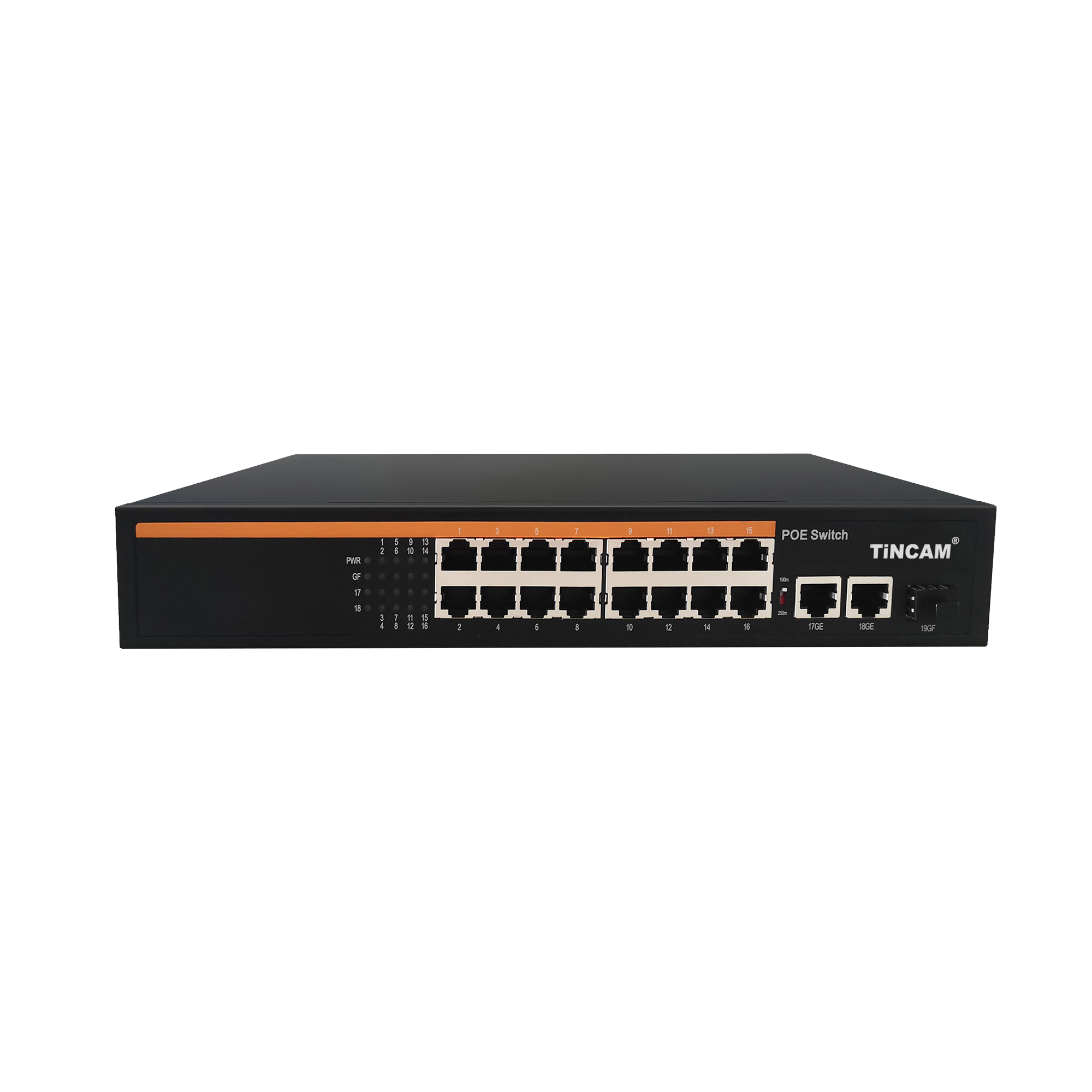 100M 16+2 Giga Uplink+1*1.25G SFP POE Switch  Internal Power Supply